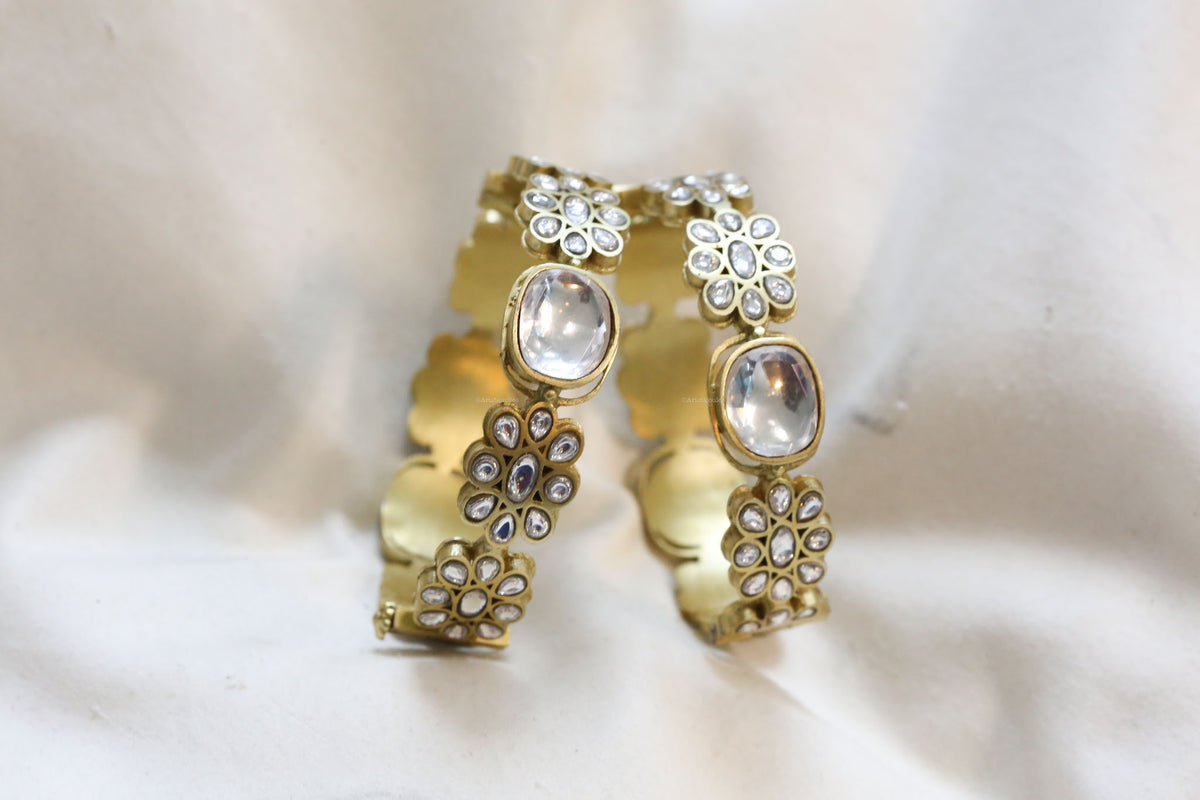 Designer Vintage Big Polki Statement Bangle (Openable)