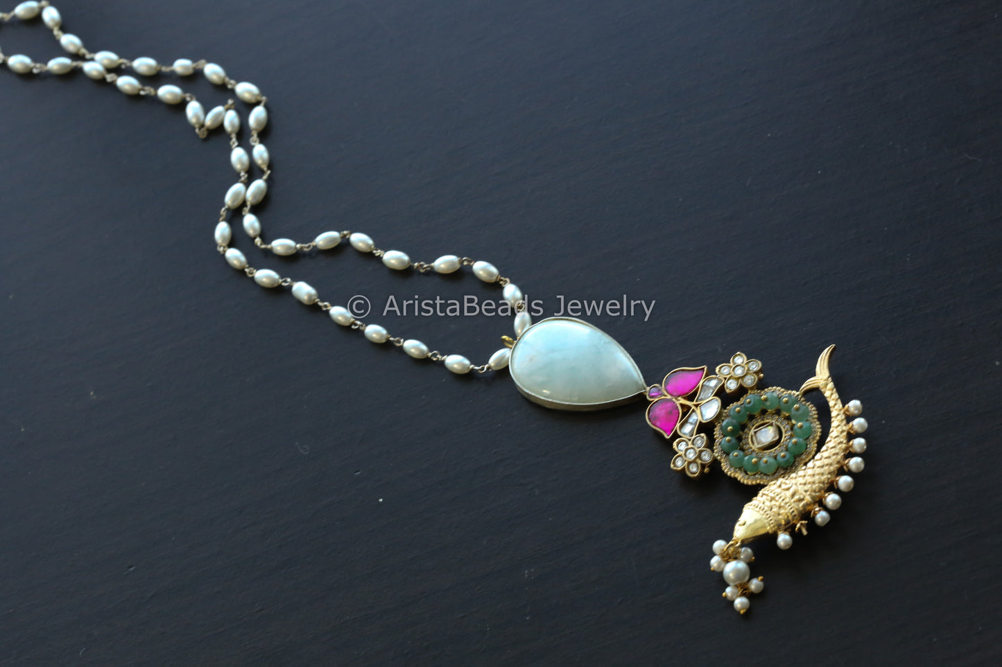 Kundan Jadau Fusion Necklace - Larimar