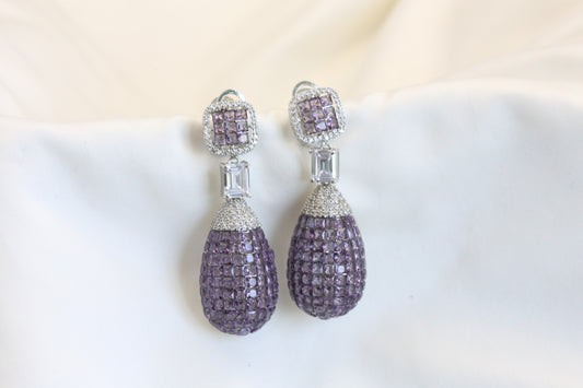 Long Invisible Settings Earrings -Purple