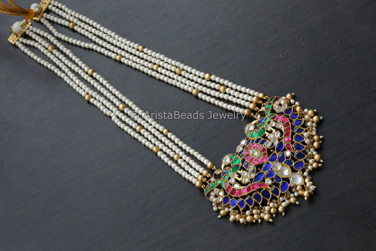 Jadau Kundan Multilayer Pearl Necklace