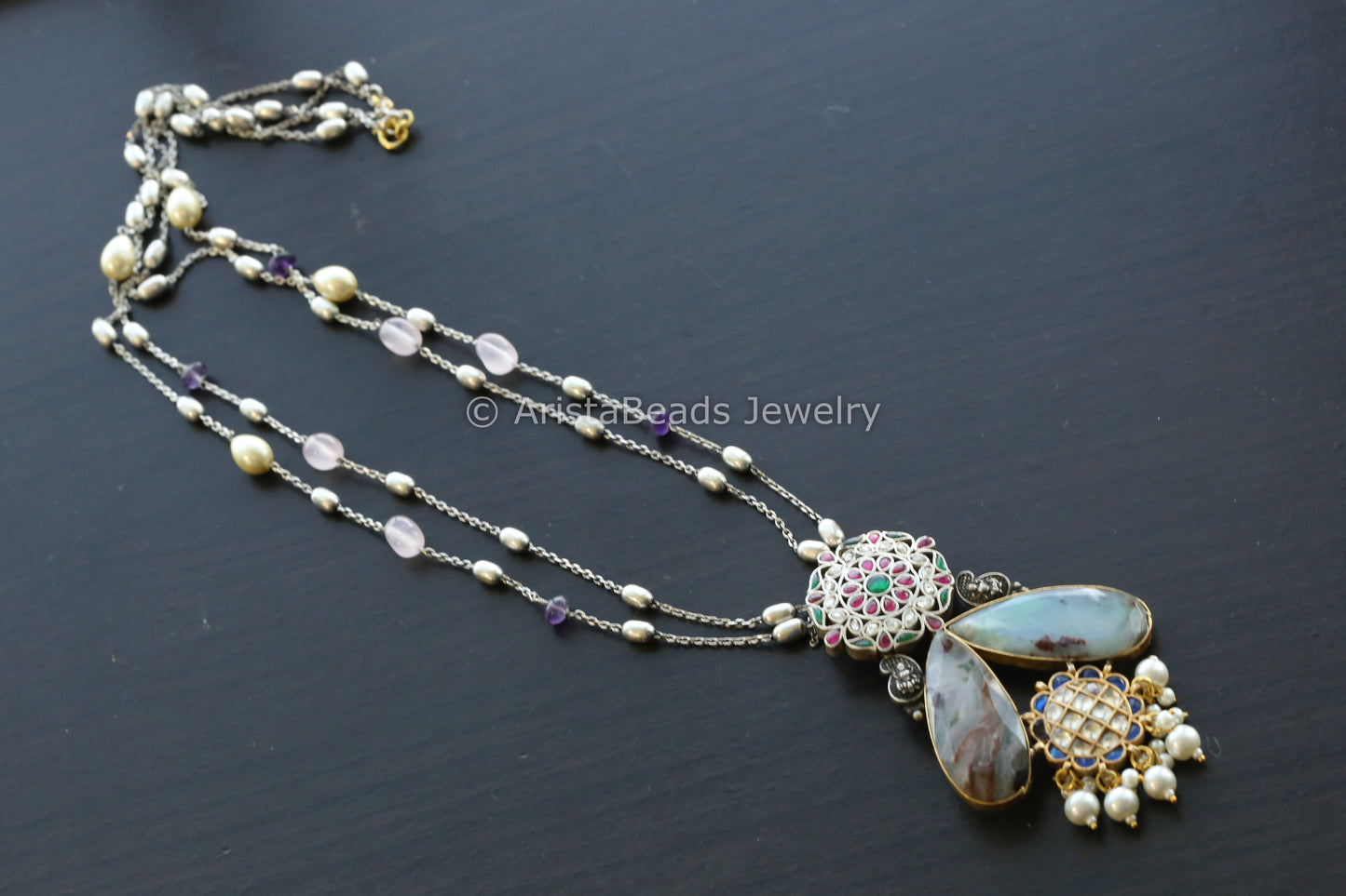 Kundan Jadau Fusion Necklace - Blue