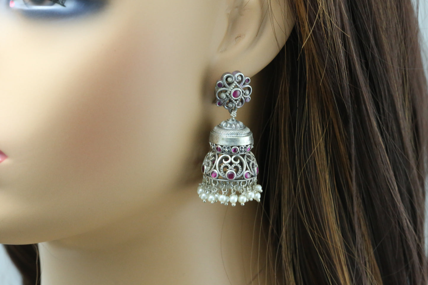 Kemp Stone Jhumka - Ruby