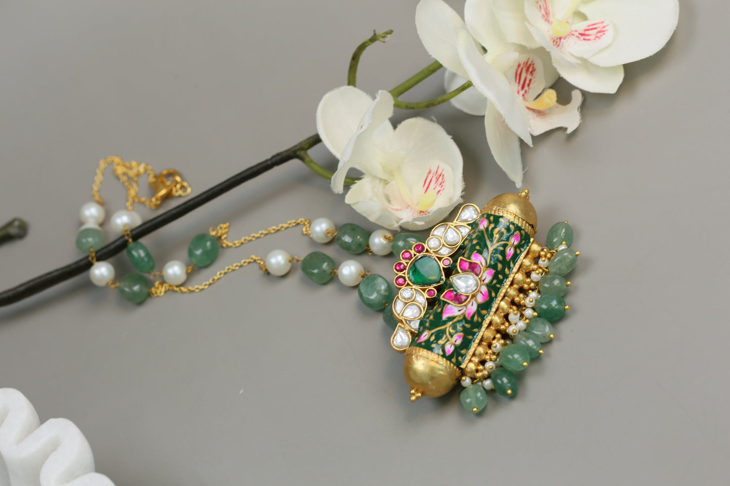 Meenakari Tabeez Jadau Pendant Necklace (104-55)