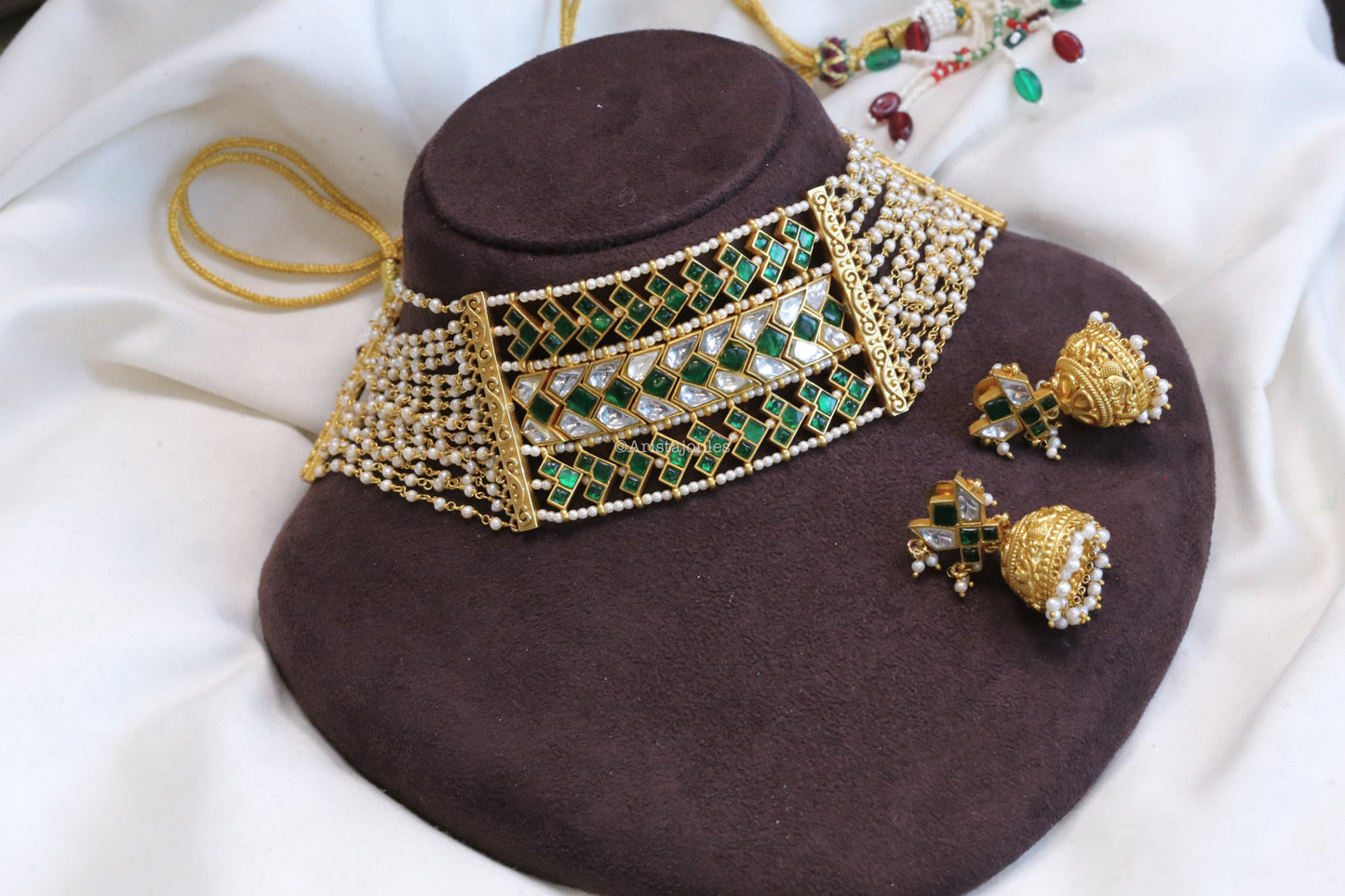 Henna Premium Jadau Choker Set - Real Pearls