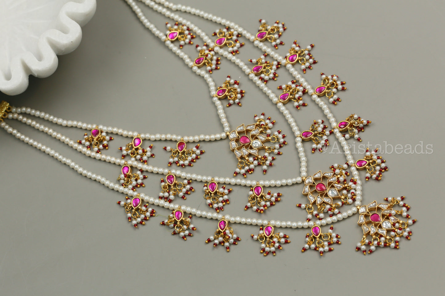 Niloufer Teen Lada Jadau Kundan Necklace (TL102-01) - Ruby