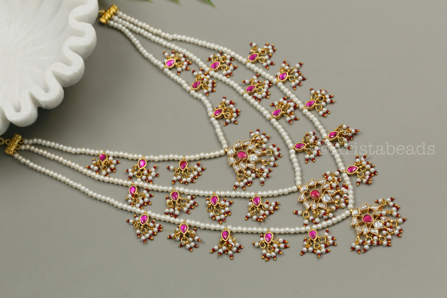Niloufer Teen Lada Jadau Kundan Necklace (TL102-01) - Ruby