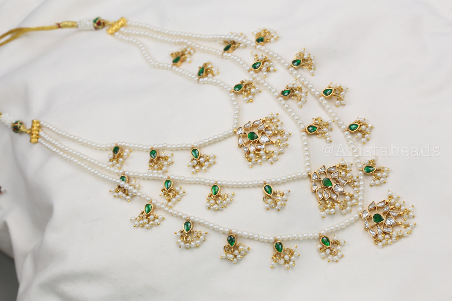 Niloufer Teen Lada Jadau Kundan Necklace (TL102-02) - Green
