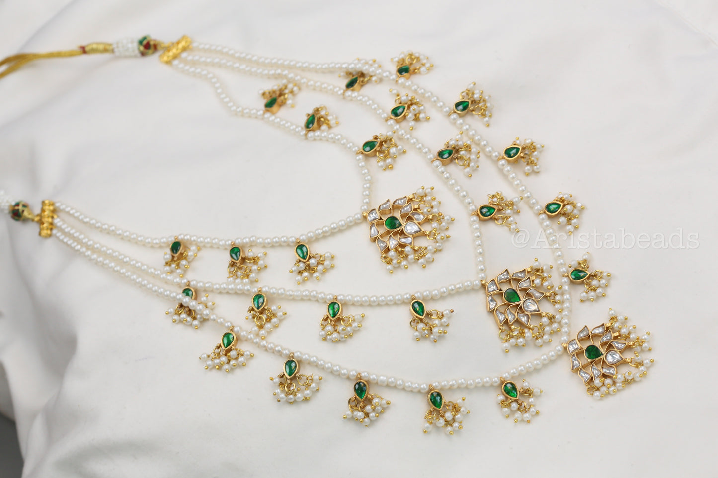 Niloufer Teen Lada Jadau Kundan Necklace (TL102-02) - Green