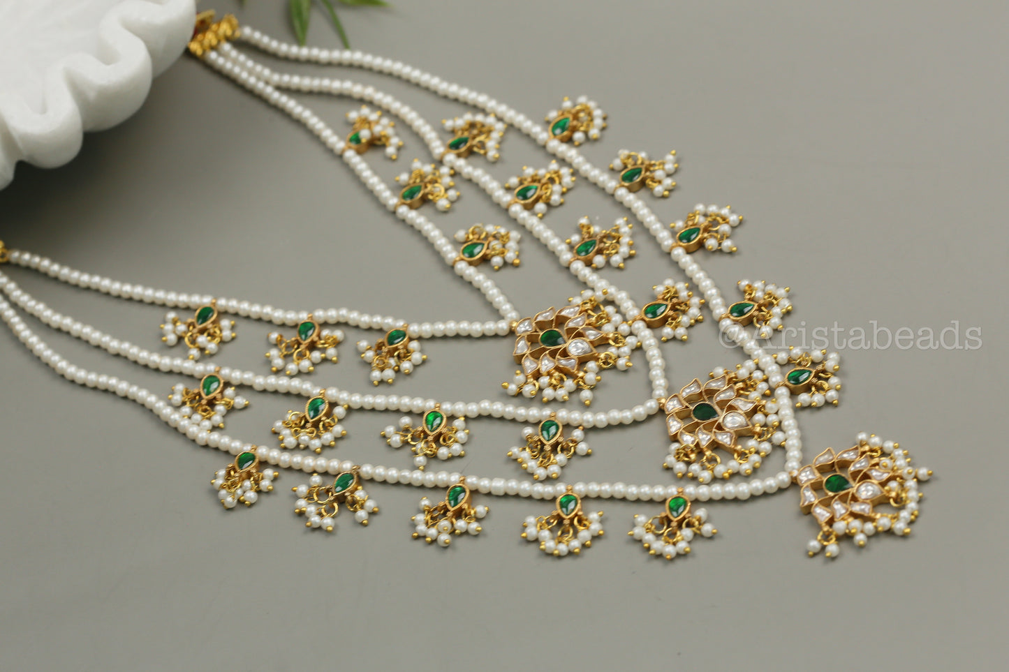 Niloufer Teen Lada Jadau Kundan Necklace (TL102-02) - Green