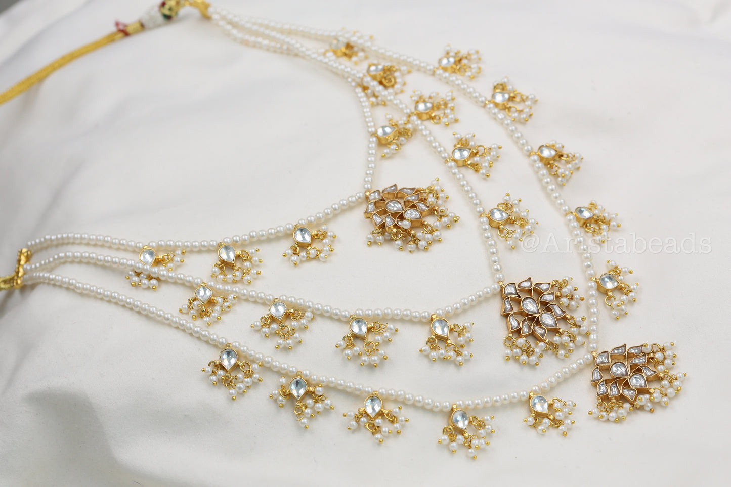 Niloufer Teen Lada Jadau Kundan Necklace (TL102-02) - Clear