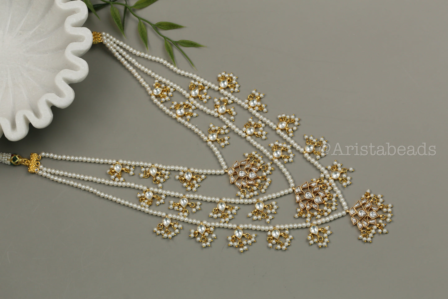 Niloufer Teen Lada Jadau Kundan Necklace (TL102-02) - Clear