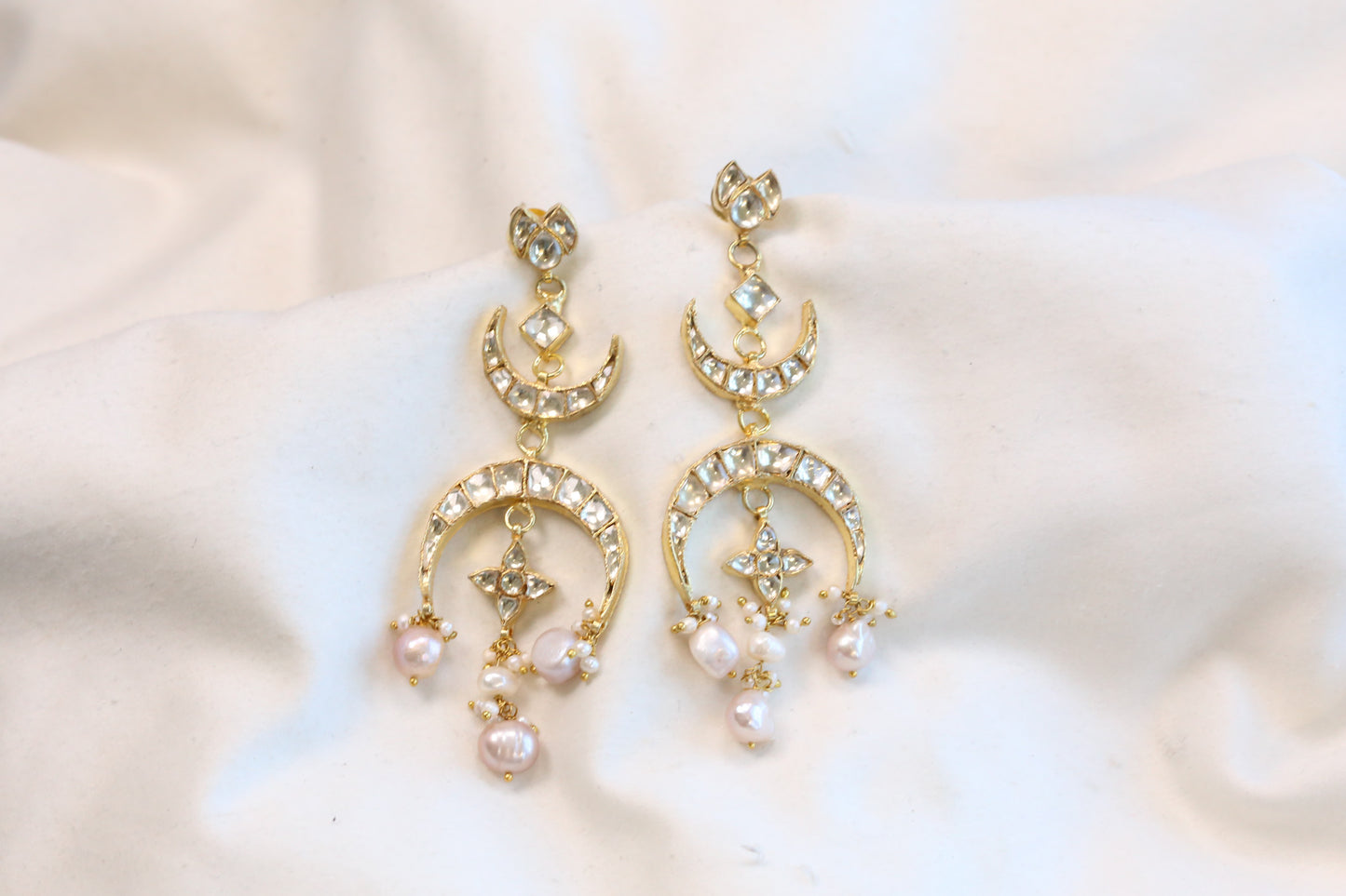 Taara Kundan Earrings - Real Pearl Drops