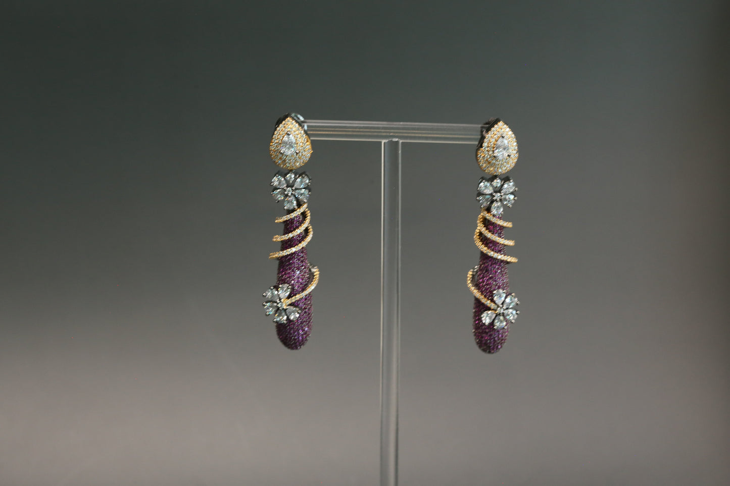 Pave Micro CZ Earrings - Ruby