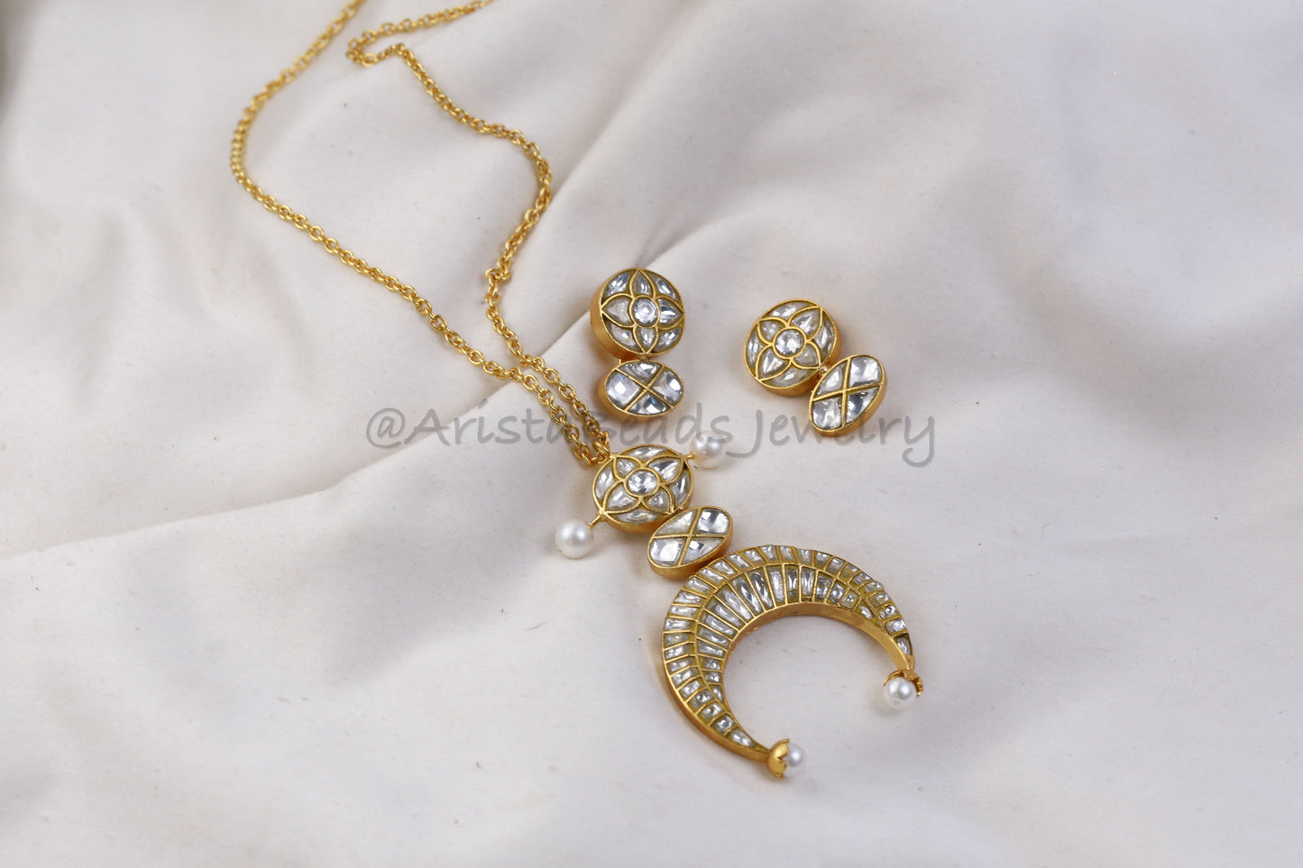 Chandini Fusion Jadau Necklace Set (103-90) - Clear