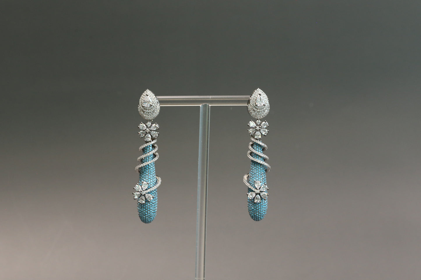 Pave Micro CZ Earrings - Turquoise