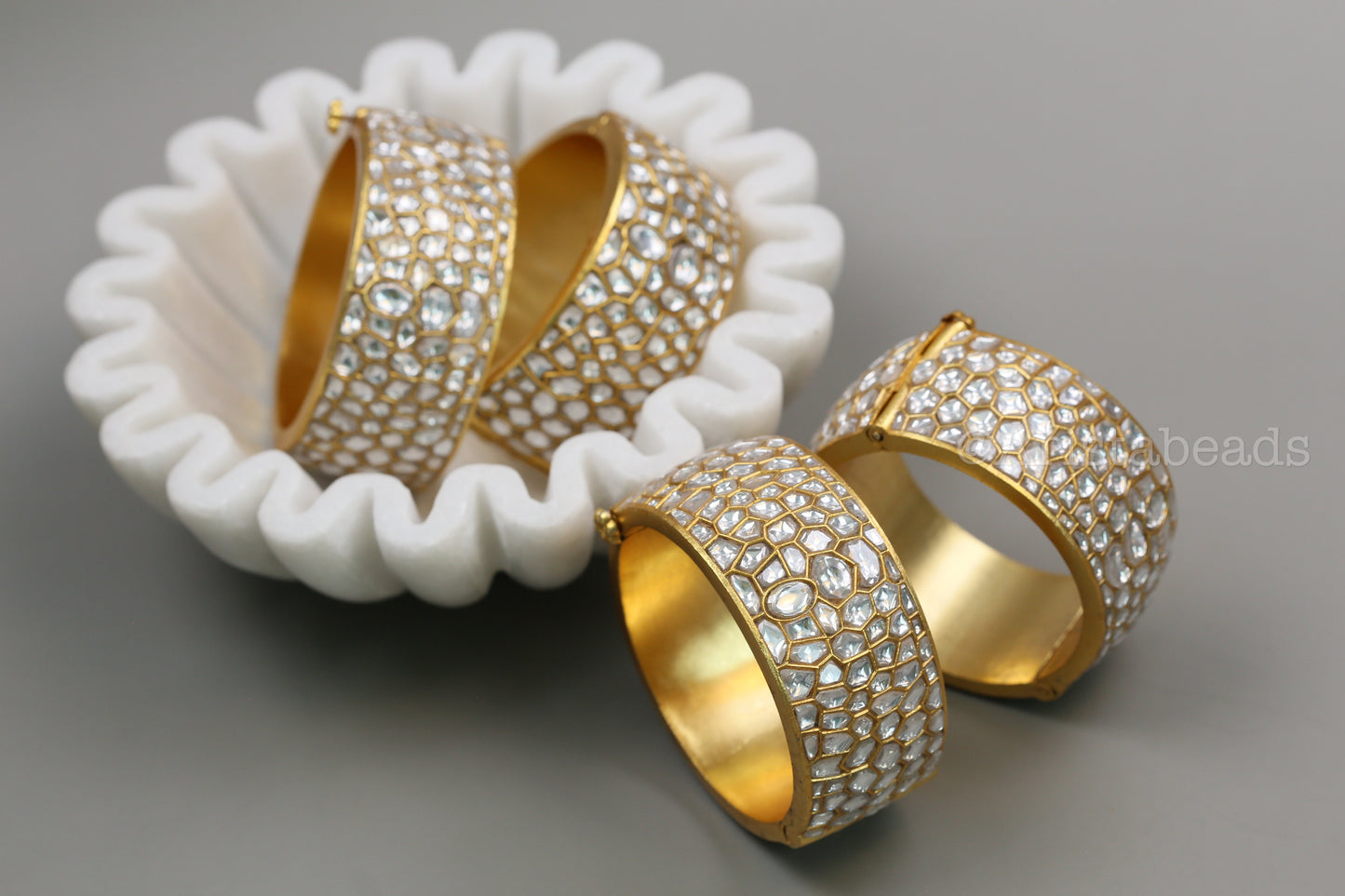 Designer Jadau Kundan Bangle Set (Openable)