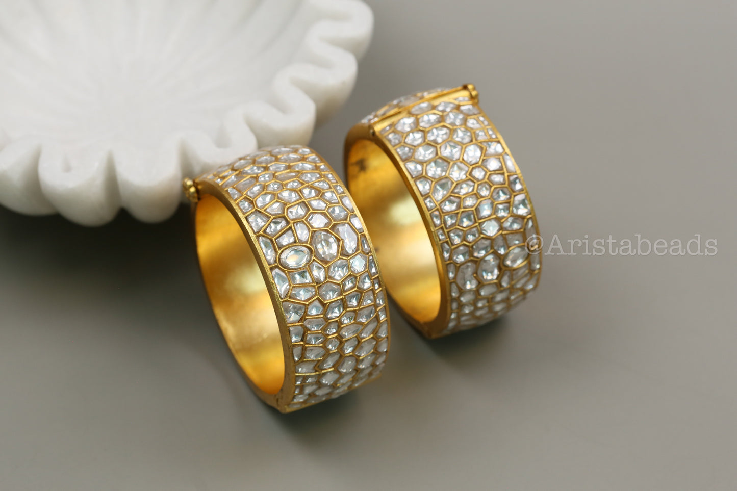 Designer Jadau Kundan Bangle Set (Openable)