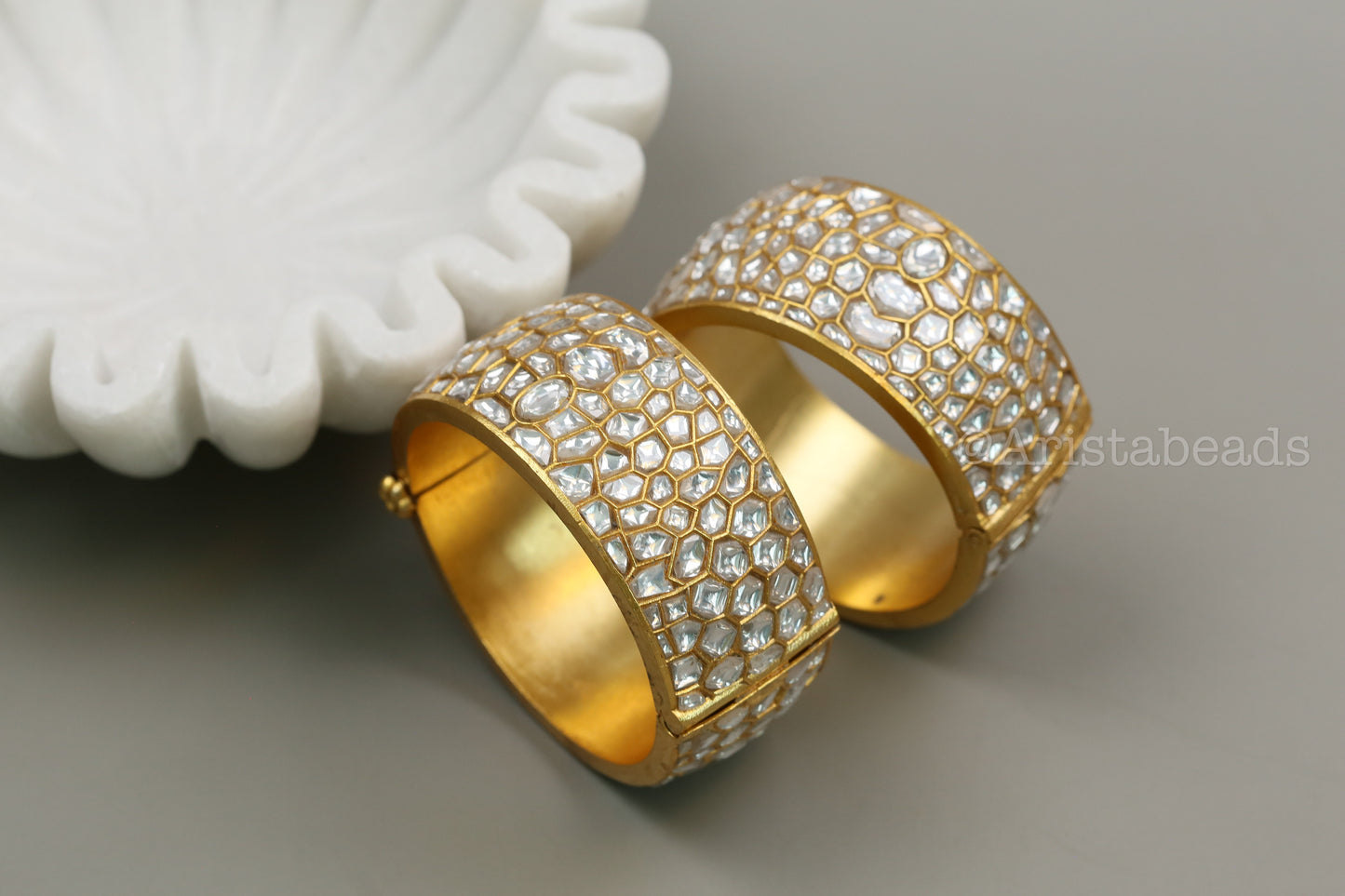 Designer Jadau Kundan Bangle Set (Openable)