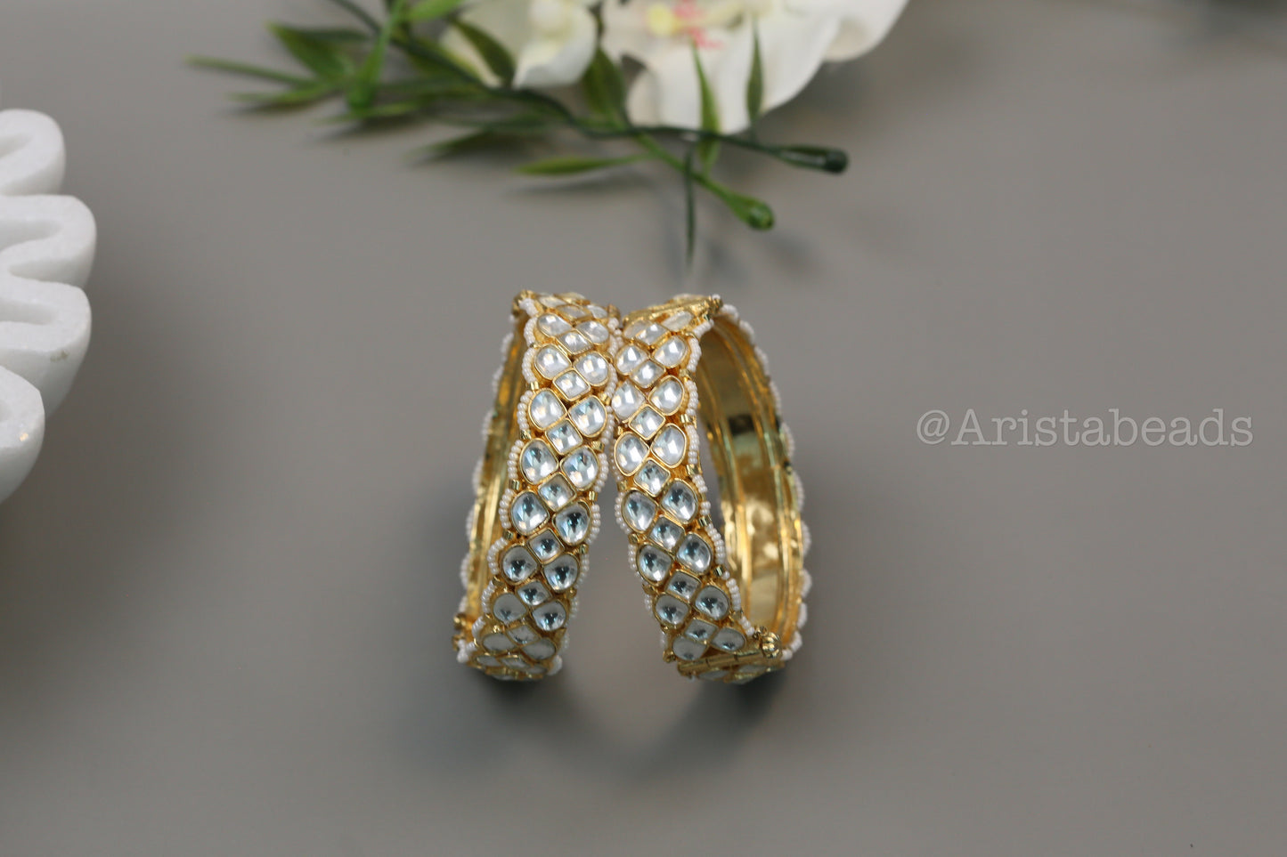 Openable Pachi Kundan Bangle Set (Clear)