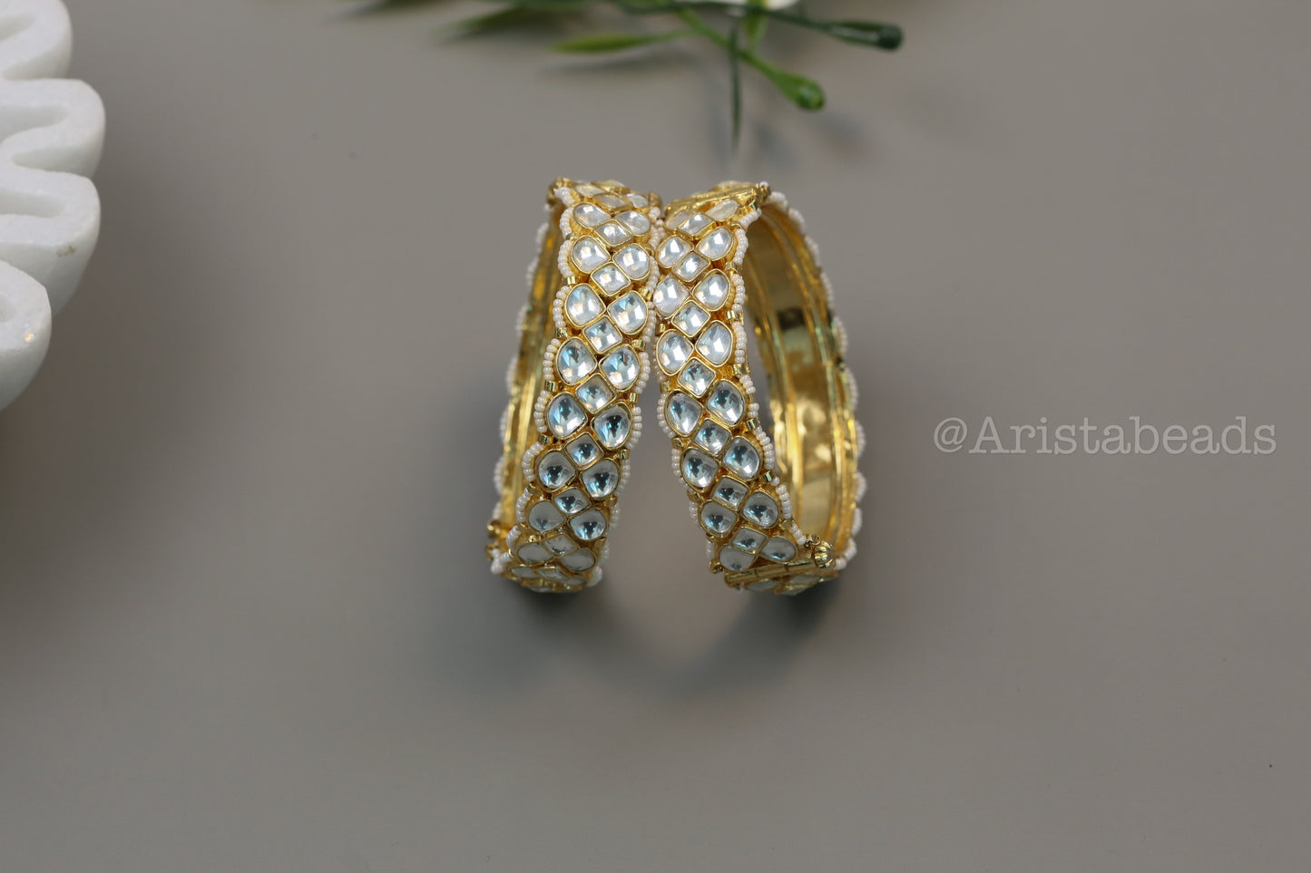 Openable Pachi Kundan Bangle Set (Clear)