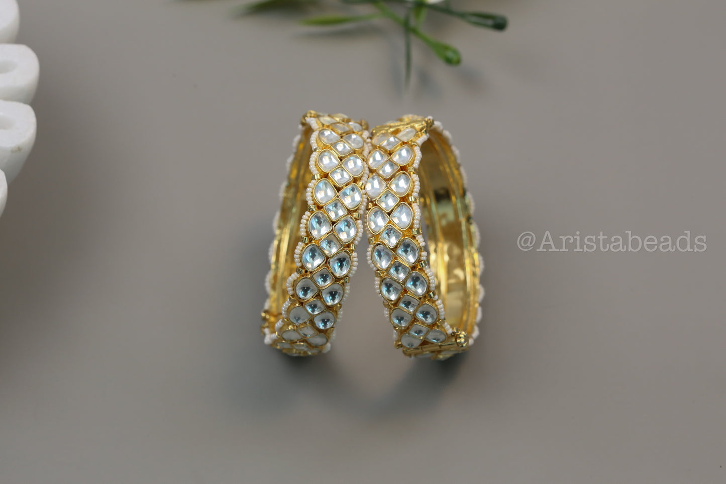 Openable Pachi Kundan Bangle Set (Clear)