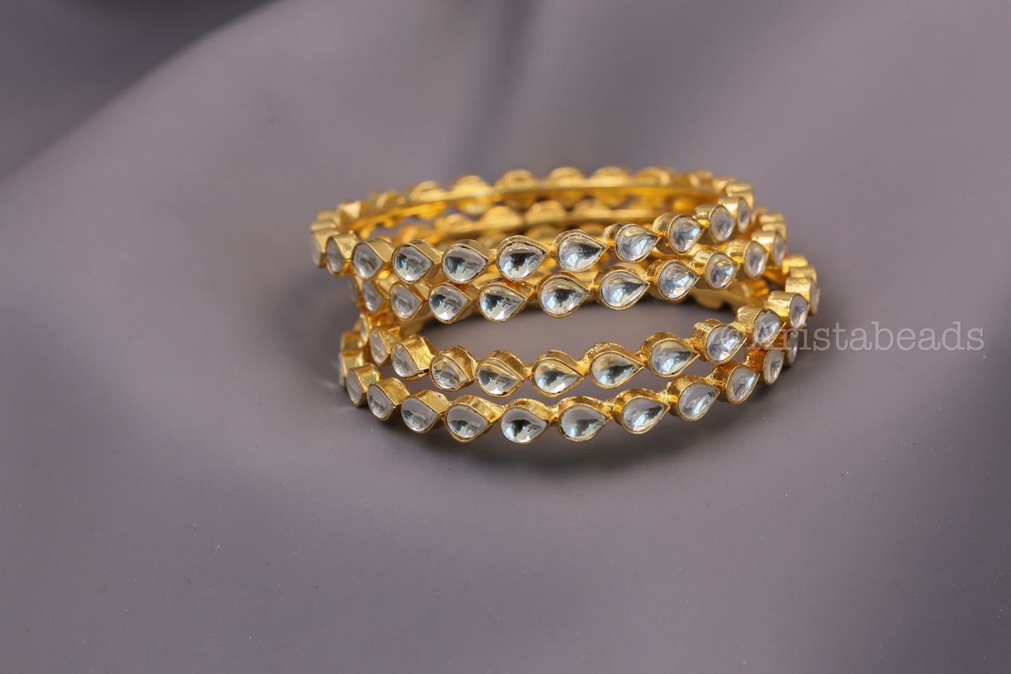 Kanak Pachi Kundan Bangle Set (Set Of 4)