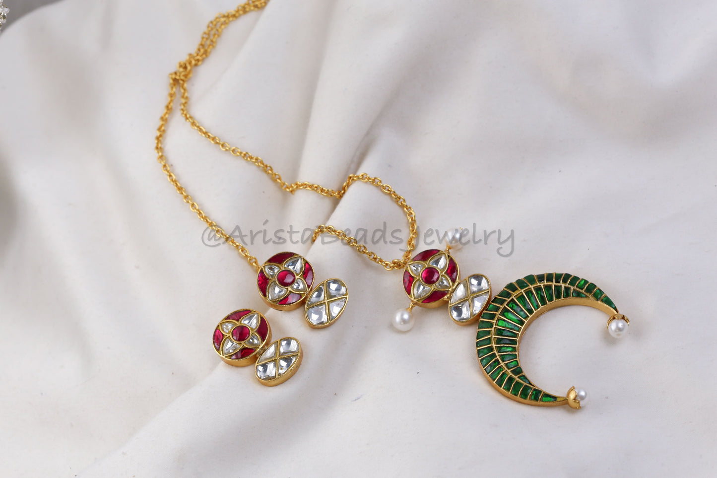 Chandini Fusion Jadau Necklace Set (103-87) - Green