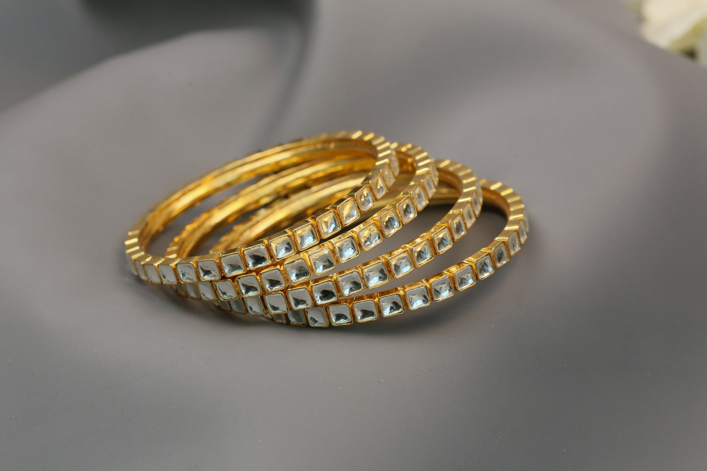 Raina Pachi Kundan Bangle Set (Set Of 4)