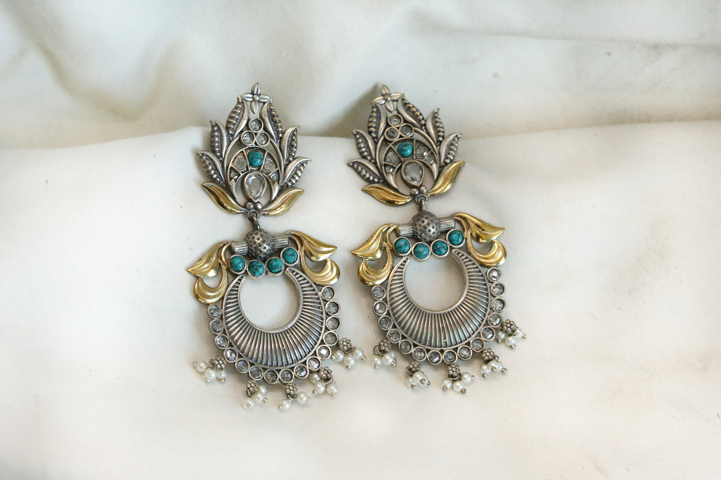 Usha Dual Tone Chandbaali - Turquoise