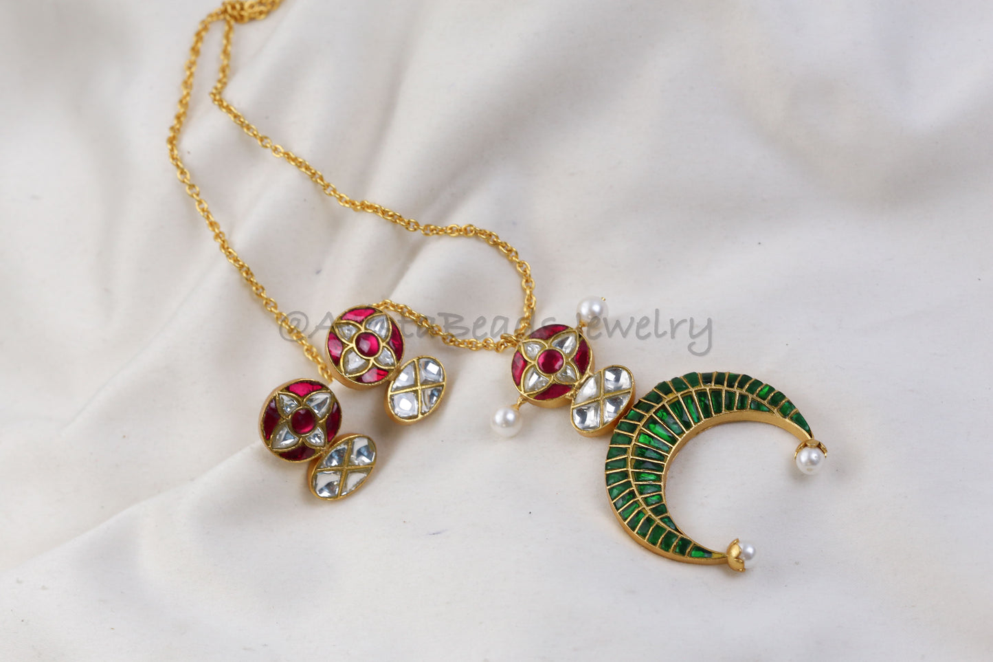 Chandini Fusion Jadau Necklace Set (103-87) - Green
