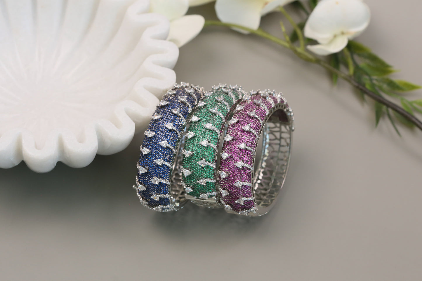 Micro Pave Setting CZ Bangle Bracelet (Openable)
