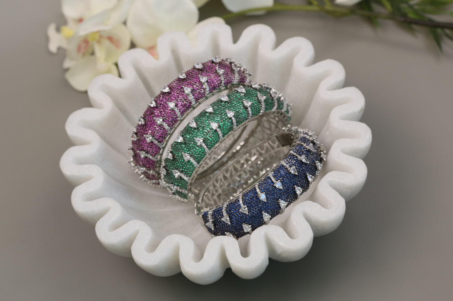 Micro Pave Setting CZ Bangle Bracelet (Openable)