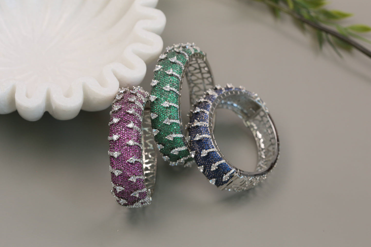 Micro Pave Setting CZ Bangle Bracelet (Openable)