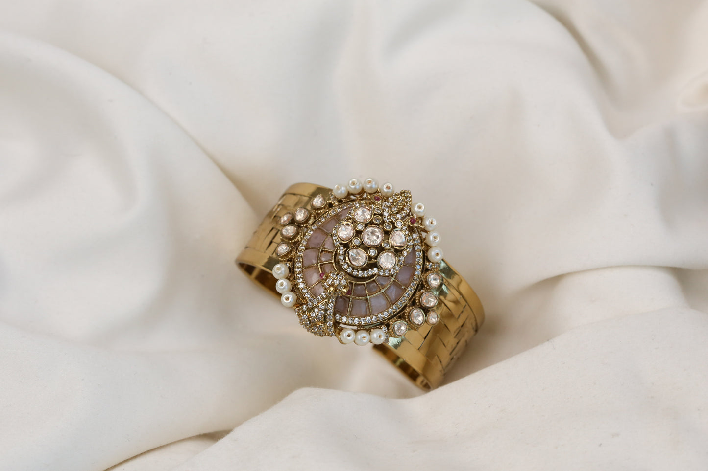 Micro Pave CZ & Kundan Bangle Bracelet (Openable)