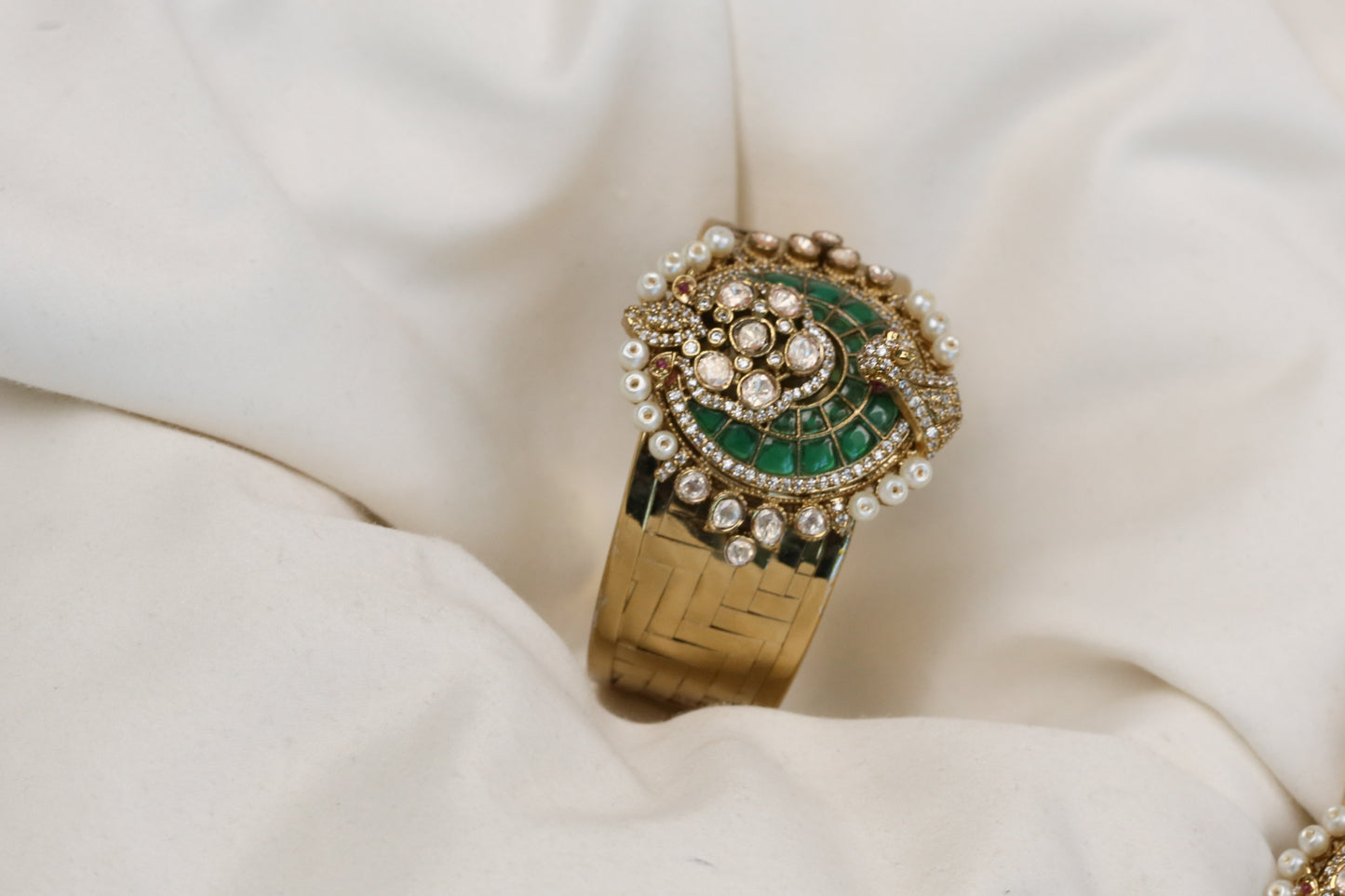Micro Pave CZ & Kundan Bangle Bracelet (Openable)