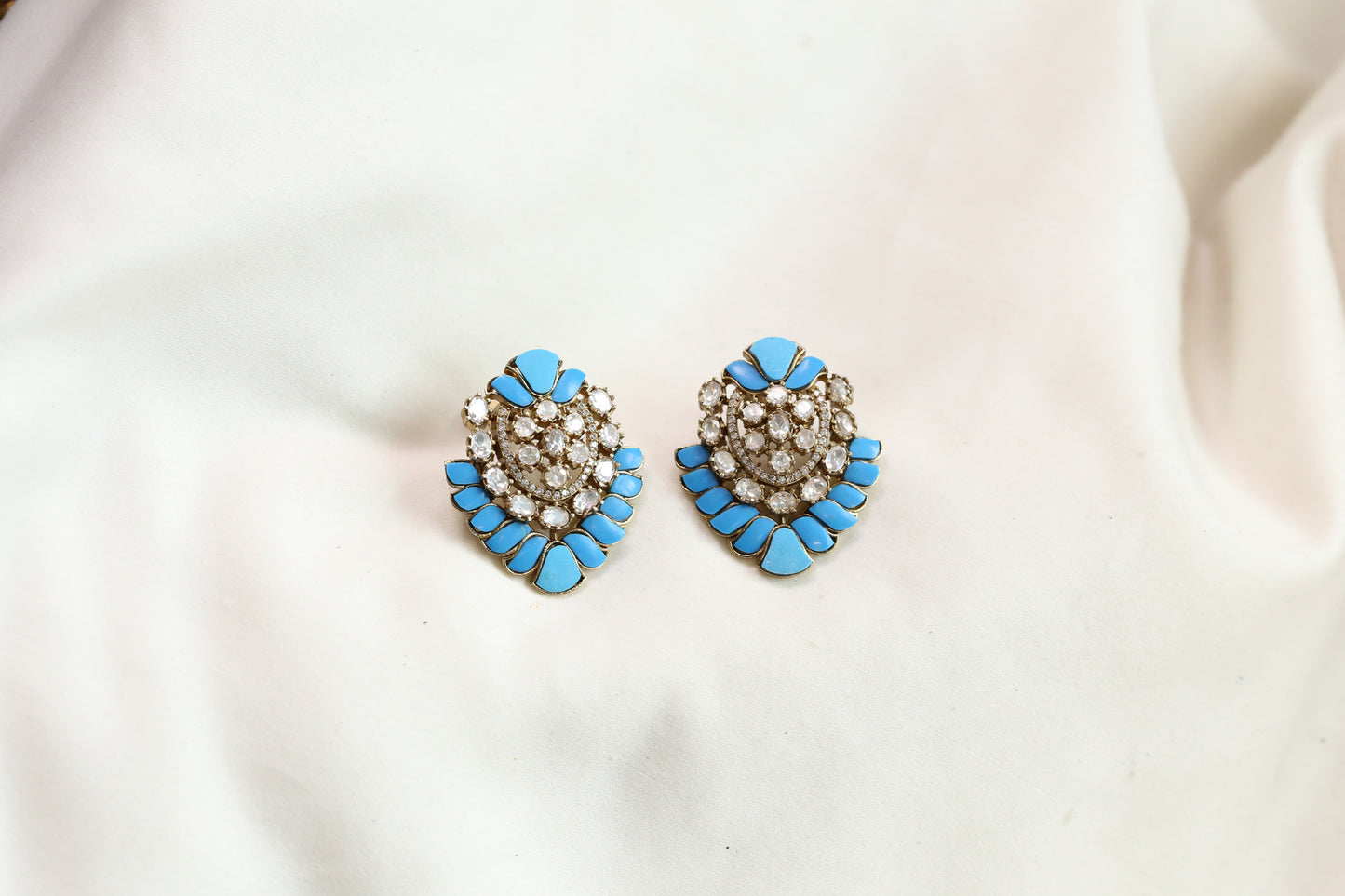 Poonam Moissanite Studs - Turquoise