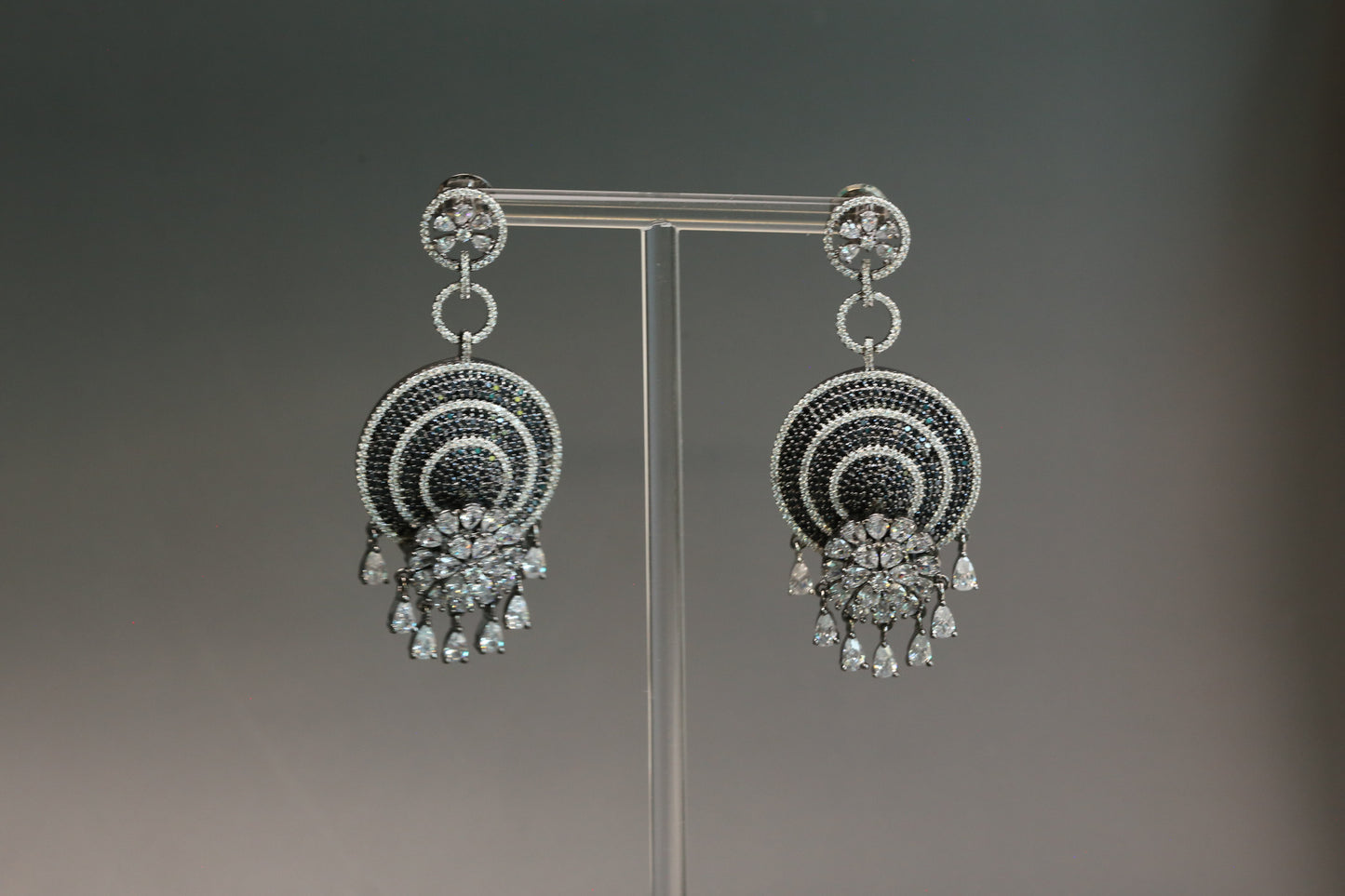 CZ Pave Setting Earrings - Black