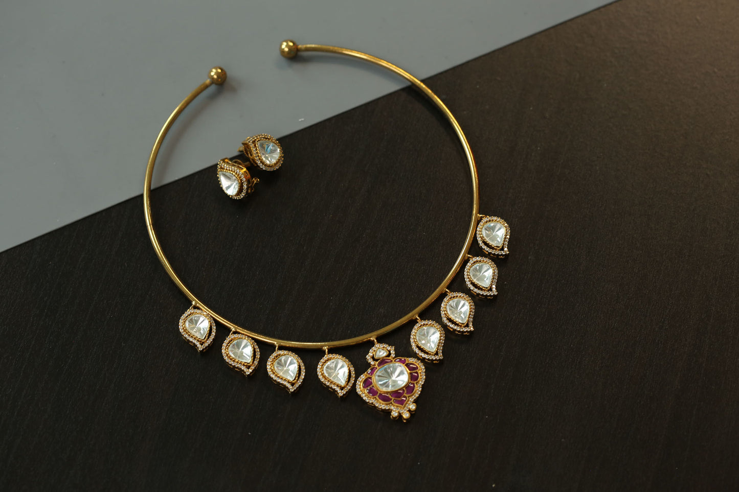 Premium Polki Kundan Hasli Set