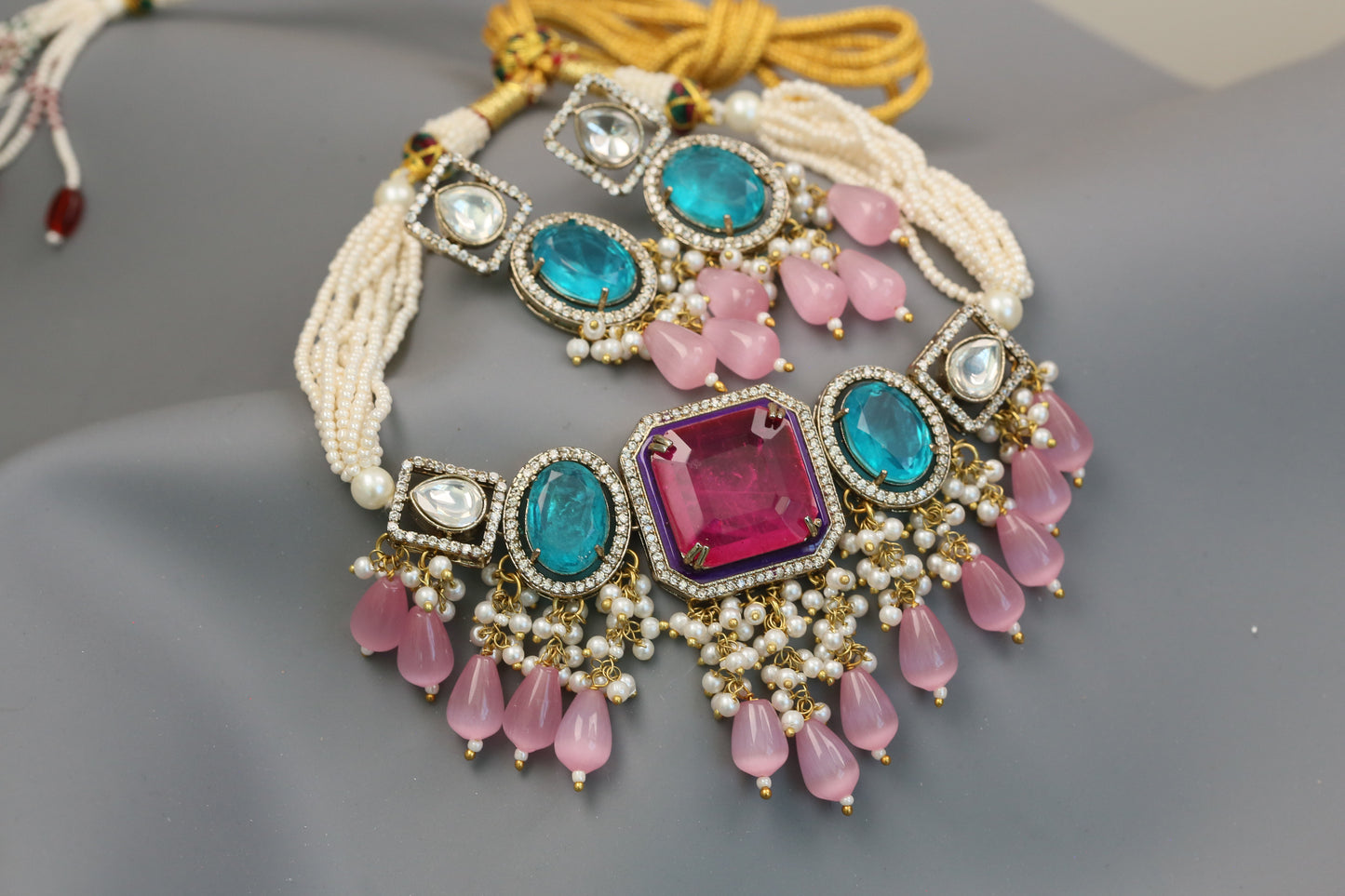 Rishita Doublet Choker Set (104-61) - Pink