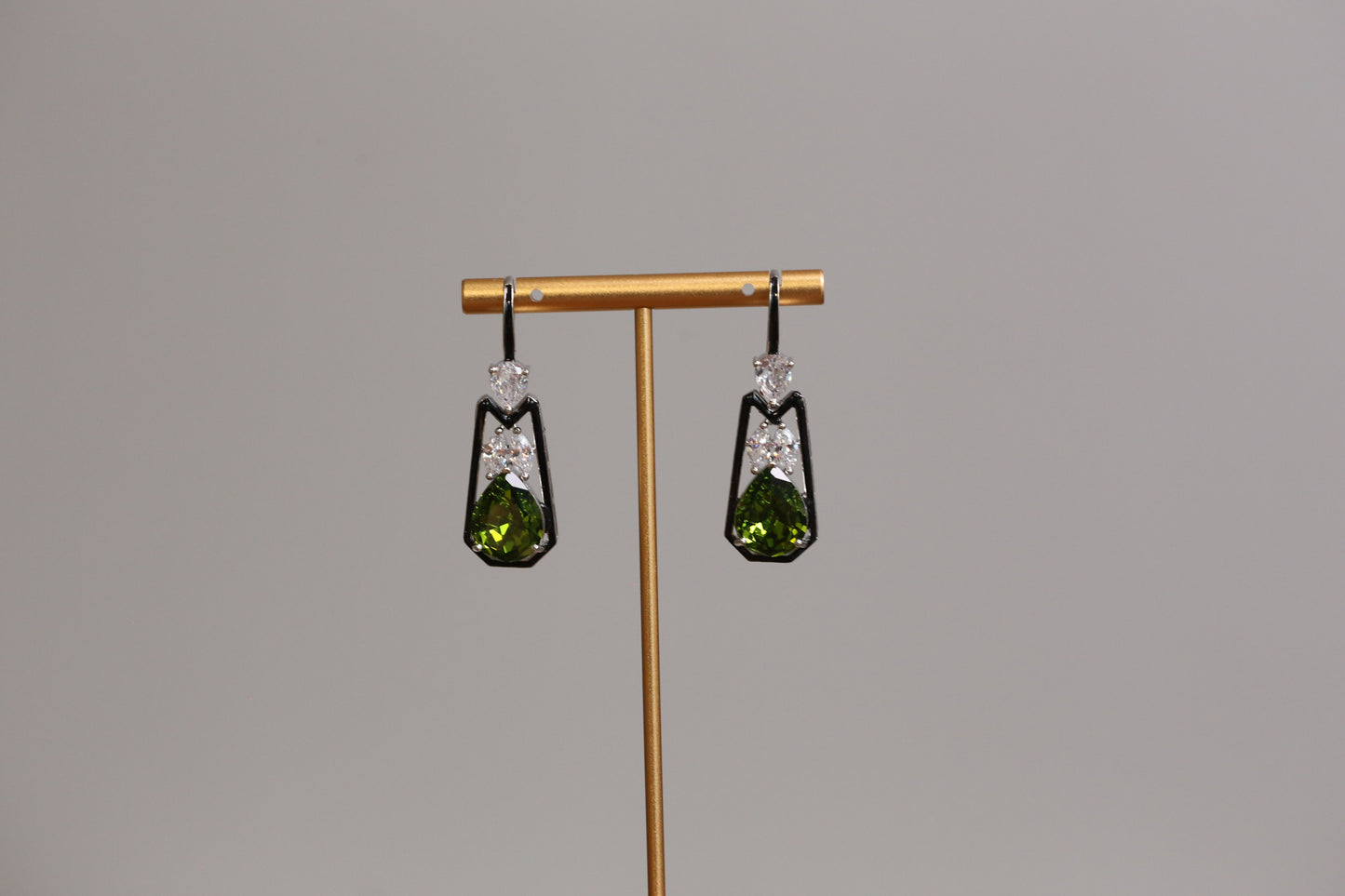 Austrian Crystal Hook Earrings - Olive Clear