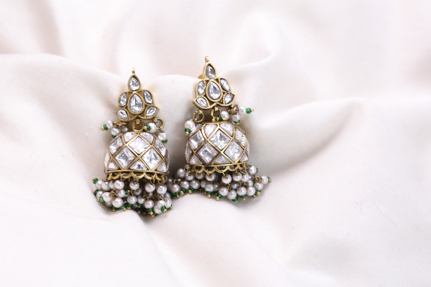 Nyra Vintage Polish Jhumka - Clear