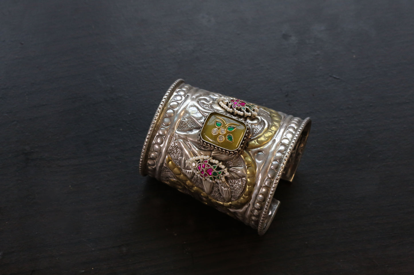 Matsya Dual Tone Jadau Fusion Bracelet (B101-20) - Yellow