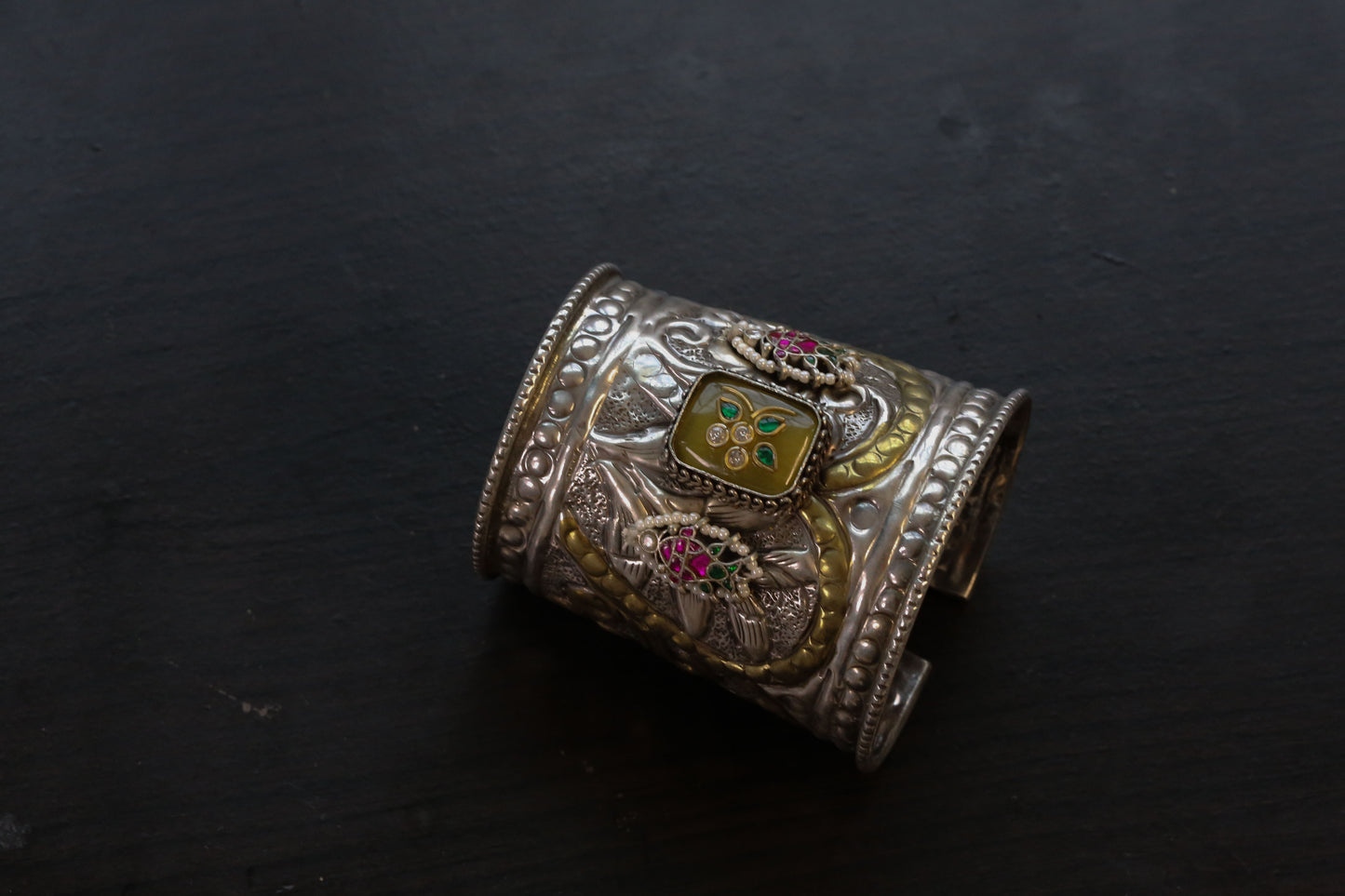 Matsya Dual Tone Jadau Fusion Bracelet (B101-20) - Yellow