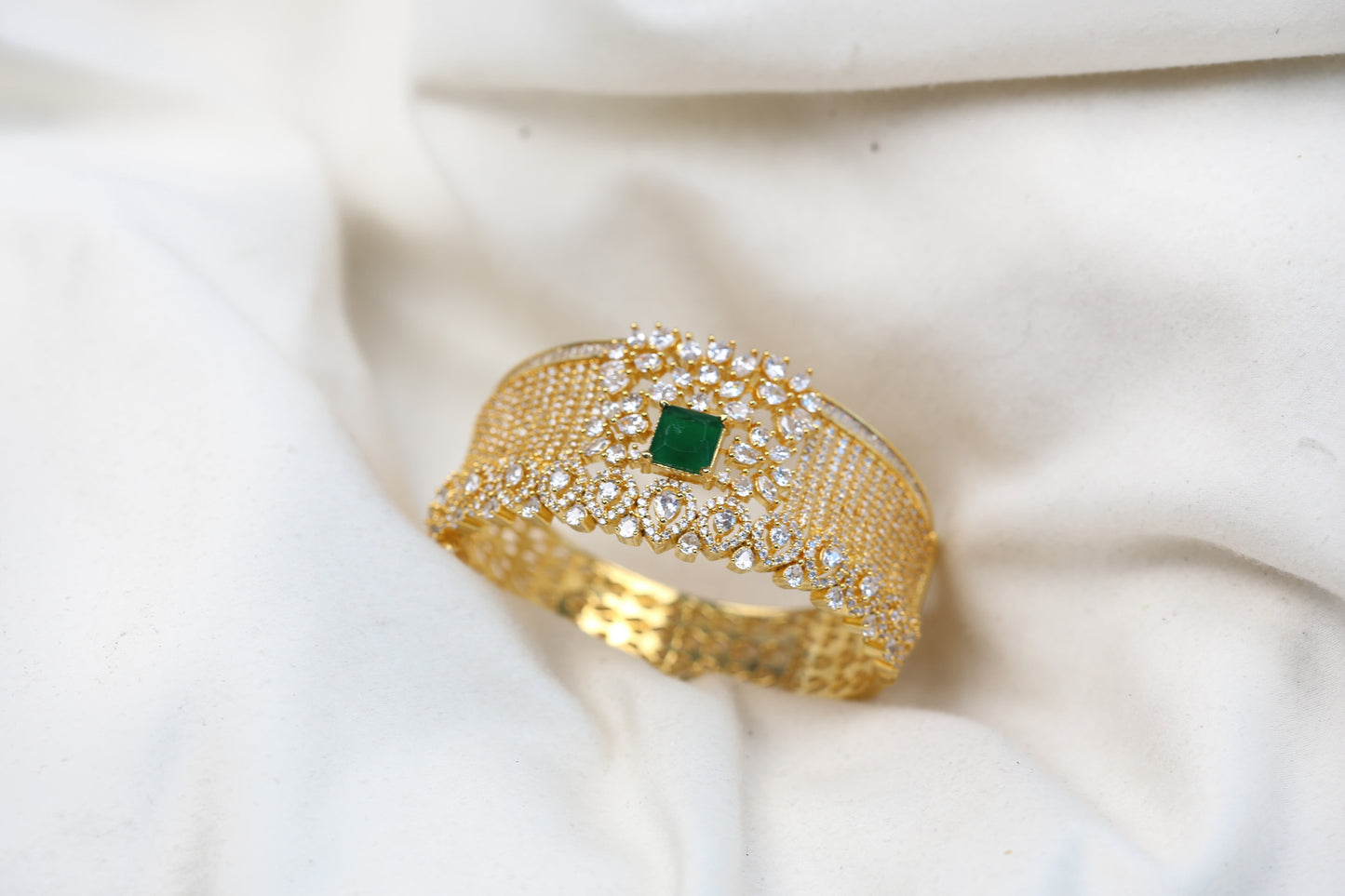 Premium Quality CZ Bracelet Bangle - Green