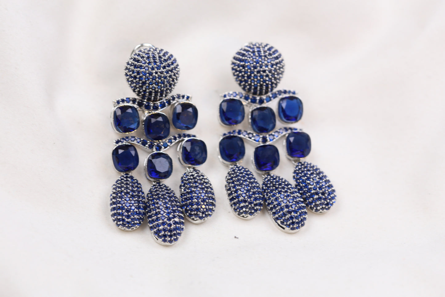 Micro Pave CZ & Doublet Earrings (102-12)- Blue
