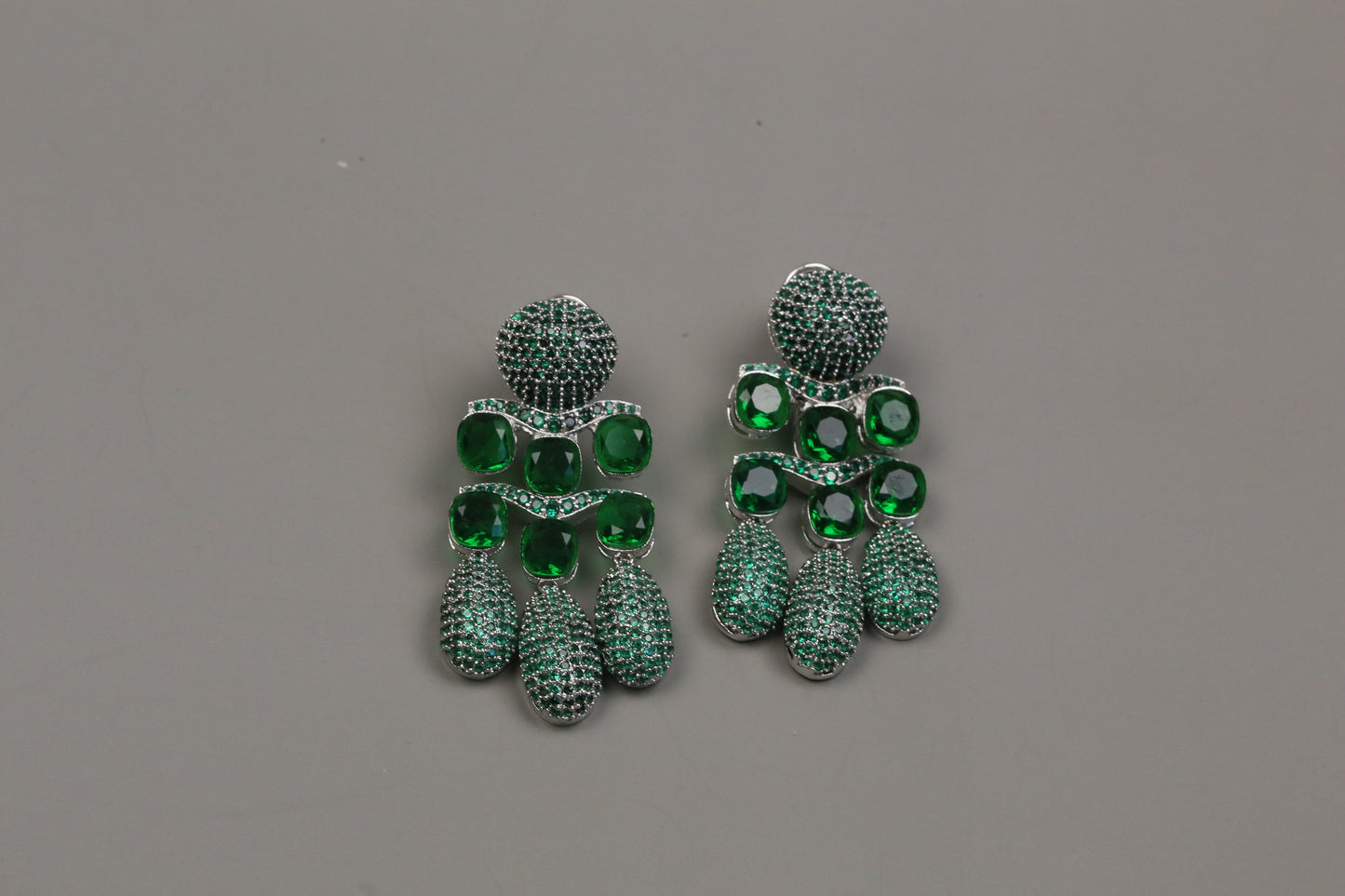 Micro Pave CZ & Doublet Earrings (102-09) - Green