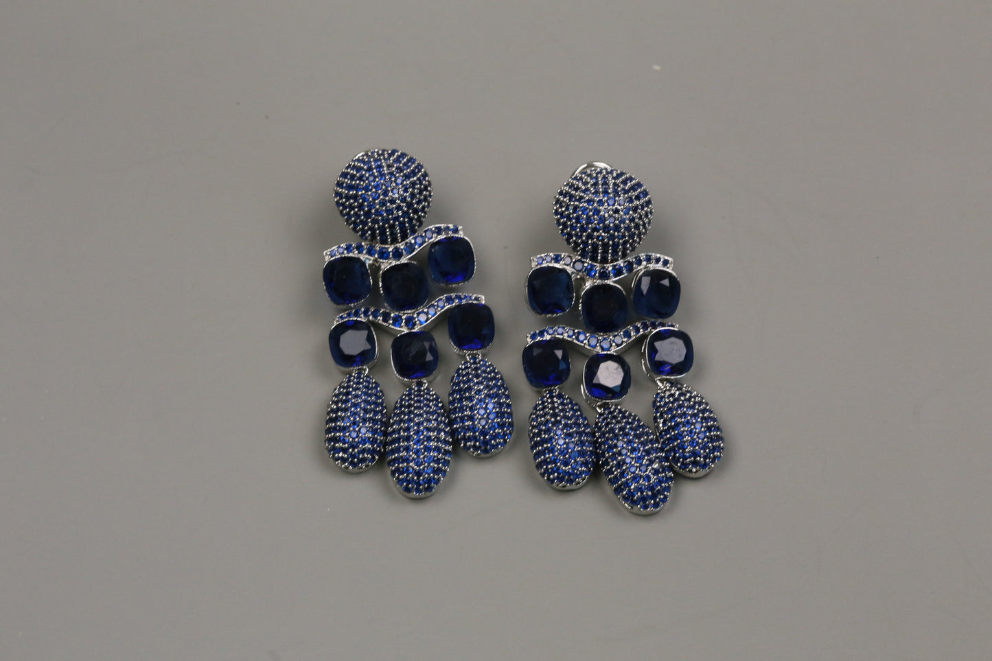 Micro Pave CZ & Doublet Earrings (102-12)- Blue