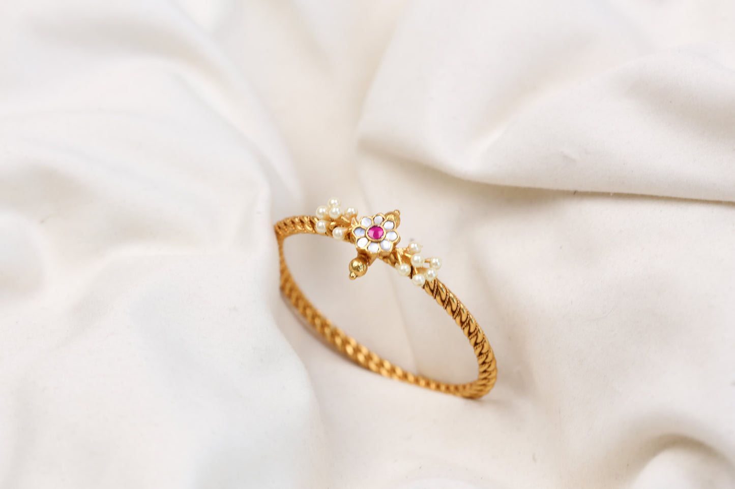 Handmade Jadau Bangle Bracelet (2.6 Openable) - Style 3