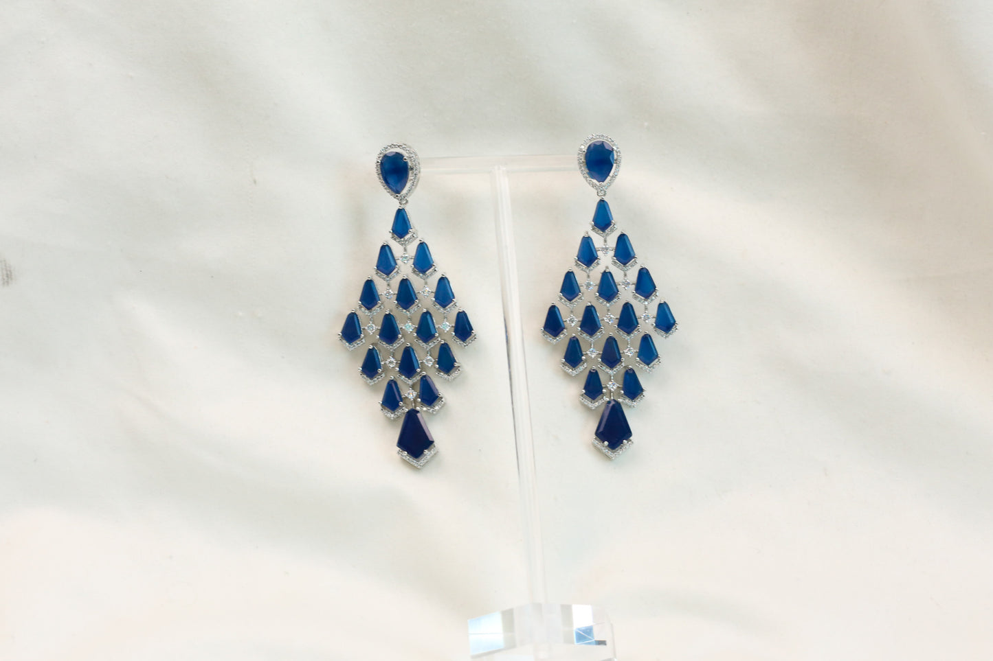 Premium CZ Doublet Earrings - Blue