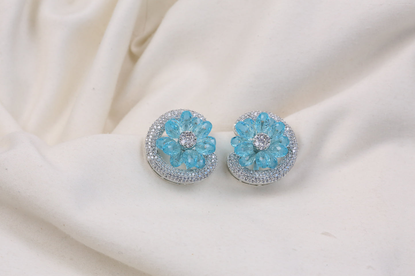 Premium CZ & Ice Blue Crystal Studs (102-20)